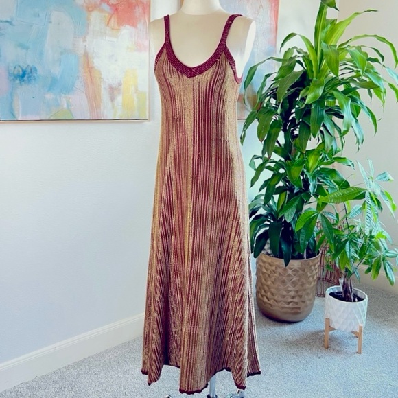 Zara gold metallic thread knit midi dress - Picture 6 of 14